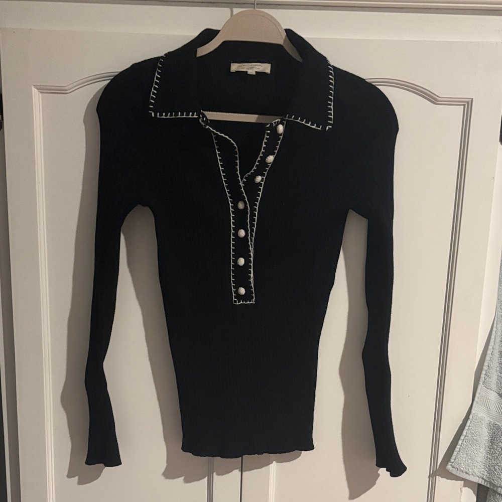 Black Button-Up Women Top